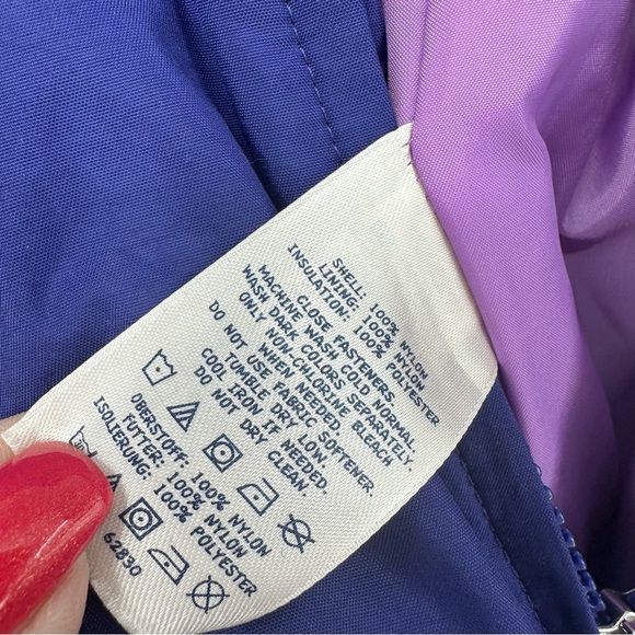 Lands End Winter Snow Ski Overalls Pants Grow a Longs Blue Purple Girls Small - Picture 4 of 9